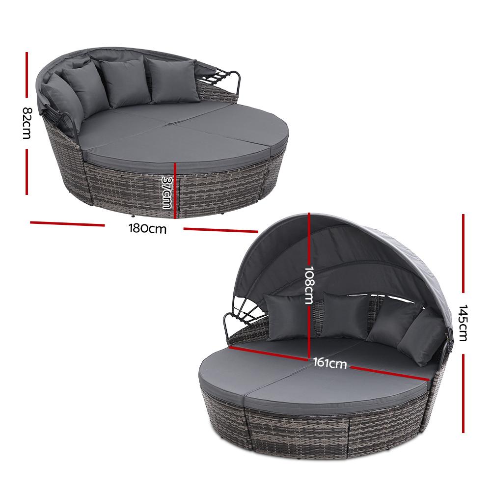 Gardeon Sun Lounge Setting Wicker Lounger Day Bed Outdoor Furniture