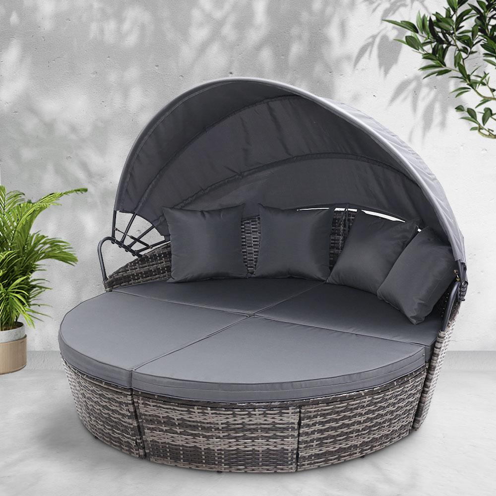 Gardeon Sun Lounge Setting Wicker Lounger Day Bed Outdoor Furniture